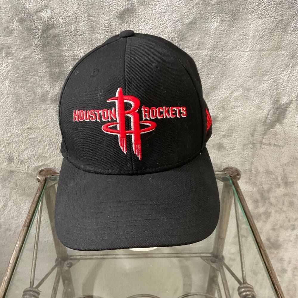 Adidas NBA Houston Rockets Adj. hook & Loop wool Hat Cap OSFM Black/Red R logo